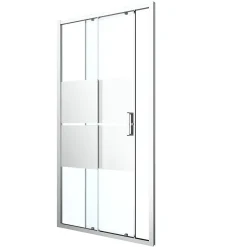Porte de douche coulissante l.120 x H.195 cm, bandes miroir, profilés alu chrome, GoodHome Ledava