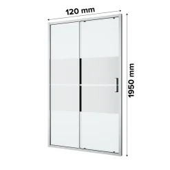 Porte de douche coulissante l.120 x H.195 cm, bandes miroir, profilés alu chrome, GoodHome Ledava