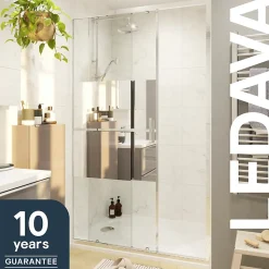 Porte de douche coulissante l.120 x H.195 cm, bandes miroir, profilés alu chrome, GoodHome Ledava