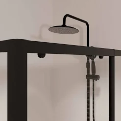 Porte de Douche Coulissante Extensible 100x185cm et Retour Fixe 90cm - Noir - BLACK SLIDE