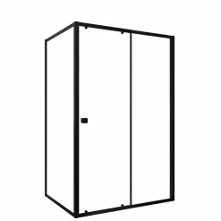 Porte de Douche Coulissante Extensible 100x185cm et Retour Fixe 90cm - Noir - BLACK SLIDE