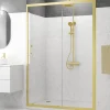 Porte de douche coulissante 140 x 200 cm, profilés alu doré brossé, Galedo Factory Gold