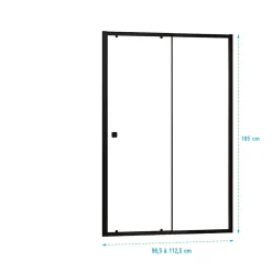 Porte de douche Coulissante Noir 100x185cm - Extensible de 98.5 à 112.5cm - BLACK SLIDE 100