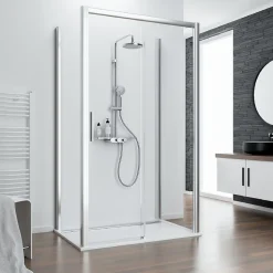 Porte de douche coulissante l.140 x H.200 cm ouverture gauche, profilé chrome, Schulte Impériale 8