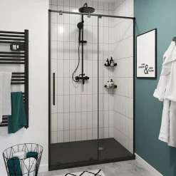 Porte de douche coulissante GoodHome Ezili transparent profilé noir 100 cm