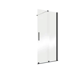 Porte de douche coulissante avec roulettes l.100 x H.200 cm, verre transparent anticalcaire, profilé noir mat, Schulte NewStyle