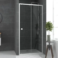 Porte de douche coulissante blanc Galedo Spot transparent 100cm