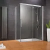 Porte de douche coulissante avec paroi latérale ouverture droite l.140+90xH.200 cm verre anticalcaire, profilé chromé, Schulte MasterClass