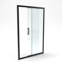 Porte de douche coulissante 120x200 cm - Verre transparent - Profilé Noir - CRUSH