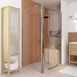 Porte de douche coulissante PMR l.120 x 195 cm, profilés finition chrome, GoodHome Ledava