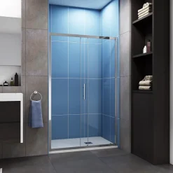 Porte de douche coulissante 150cm en 5mm verre trempé porte de douche Hauteur 190cm Installation en niche