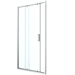 Porte de douche coulissante l.120 x H.195 cm, verre transparent, profilés alu chrome, GoodHome Ledava
