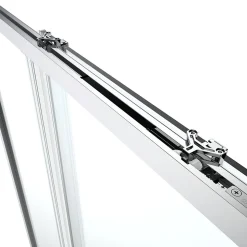 Porte de douche coulissante l.140 x H.195 cm, bandes miroir, profilés alu chrome, GoodHome Ledava