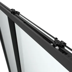 Porte de douche coulissante l.120 x H.195 cm, profilés alu noir, GoodHome Ledava