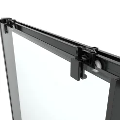 Porte de douche coulissante l.120 x H.195 cm, profilés alu noir, GoodHome Ledava