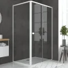 Porte de douche coulissante et paroi l.120 + 80 x H.185 cm profilés blancs, Galedo Spot