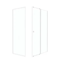 Porte de douche coulissante et paroi l.120 + 80 x H.185 cm profilés blancs, Galedo Spot