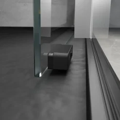 Porte de douche coulissante droite l.100 x H.200, verre transparent, profilé noir, Schulte Trend2.0