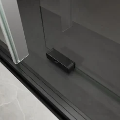 Porte de douche coulissante droite l.100 x H.200, verre transparent, profilé noir, Schulte Trend2.0