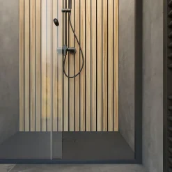 Porte de douche coulissante droite l.100 x H.200, verre transparent, profilé noir, Schulte Trend2.0