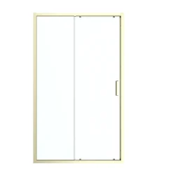 Porte de douche coulissante l.120 x H.195 cm, verre transparent, profilés alu finition doré brossé, GoodHome Ledava