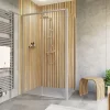 Porte de douche coulissante avec paroi latérale gauche l.120+90 x H.200 cm, verre transparent, profilé alu-argenté, Schulte Trend2.0