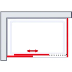 Porte de douche coulissante avec paroi latérale gauche l.120+90 x H.200 cm, verre transparent, profilé alu-argenté, Schulte Trend2.0