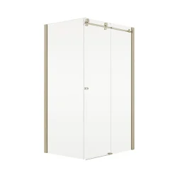Porte de douche coulissante avec paroi latérale l.100+80 x H.200 cm, verre transparent, profilé doré mat, Schulte MasterClass