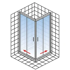 Porte de douche coulissante en accès d'angle l.90 x L.90 x H.180 cm, Schulte Sunny Vita