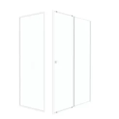 Porte de douche coulissante et paroi l.140 + 80 x H.185 cm profilés blancs, Galedo Spot