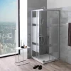 Porte De Douche D'angle 75X75 Verre Sérigraphié Profils Blancs - Venere