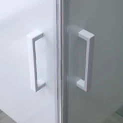 Porte De Douche D'angle 75X75 Verre Sérigraphié Profils Blancs - Venere