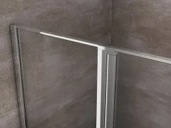 Porte de douche de 6 mm avec un petite paroi et une porte à battant dans la même ligne - 117-120 cm