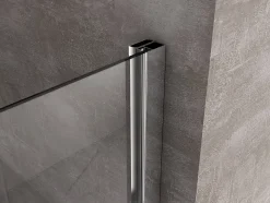 Porte de douche de 6 mm avec un petite paroi et une porte à battant dans la même ligne - 117-120 cm