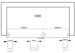 Porte de douche de 6 mm avec un petite paroi et une porte à battant dans la même ligne - 117-120 cm