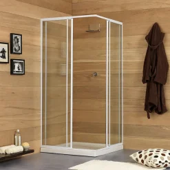 Porte De Douche Extensible 80-90 Cm Profile Blanc En Aluminium Erice