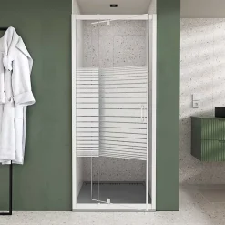 Porte de Douche Extensible de 69 a 80 x 185cm - Profil Blanc - Verre Trempé 4mm - FLEXY