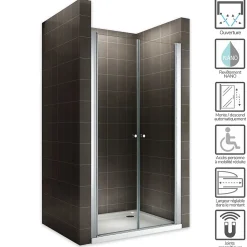 Porte de douche GINA H.195 réglable de 104 à 108 cm verre 6 mm transparent - Saniverre