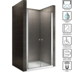 Porte de douche GINA H.180 réglable de 76 à 80 cm verre 6 mm opaque - Saniverre