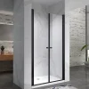 Porte de douche GINA-BLACK H.195 cm, largeur réglable 104 à 108 cm, verre 6 mm, anticalcaire - Saniverre