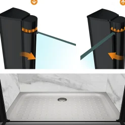 Porte de douche GINA-BLACK H.180 cm, largeur réglable 100 à 104 cm, verre 6 mm, anticalcaire - Saniverre