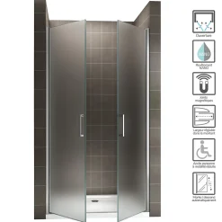 Porte de douche KAYA H.180 réglable de 92 à 95 cm verre 6 mm opaque - Saniverre