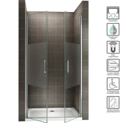 Porte de douche KAYA H.180 réglable de 77 à 80 cm verre 6 mm semi-opaque - Saniverre