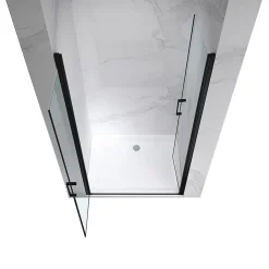 Porte de douche KAYA-BLACK H. 195, l. 77-80 cm, verre transparent 6 mm anticalcaire - Saniverre