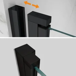 Porte de douche KAYA-BLACK H. 195, l. 77-80 cm, verre transparent 6 mm anticalcaire - Saniverre