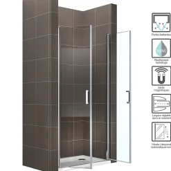 Porte de douche KIMI H.180 largeur réglable 70 à 73 cm verre transparent - Saniverre