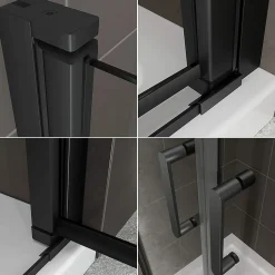 Porte de douche KIMIBLACK H.190 largeur réglable 94 à 97 cm verre transparent - Saniverre