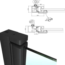 Porte de douche KIMIBLACK H.190 largeur réglable 94 à 97 cm verre transparent - Saniverre