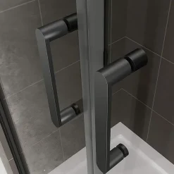Porte de douche KIMIBLACK H.190 largeur réglable 94 à 97 cm verre transparent - Saniverre