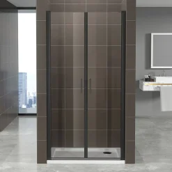 Porte de douche KIMIBLACK H.180 largeur réglable 76 à 79 cm verre transparent - Saniverre